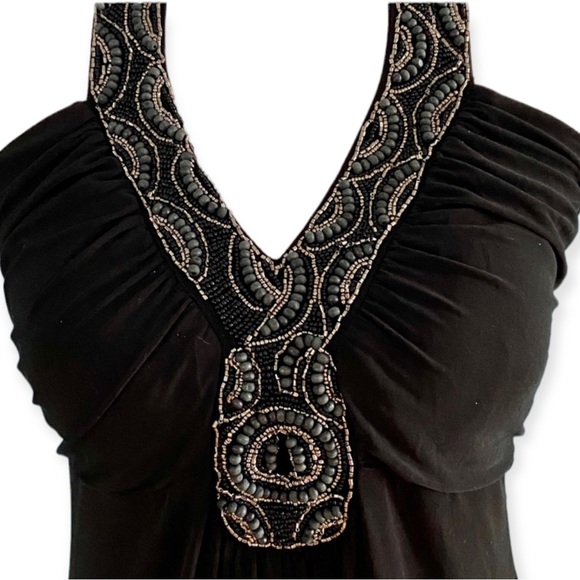 ULTRA PINK Black Halter Dress with Embellished Neckline and Built In Shelf Bra L - Picture 4 of 5